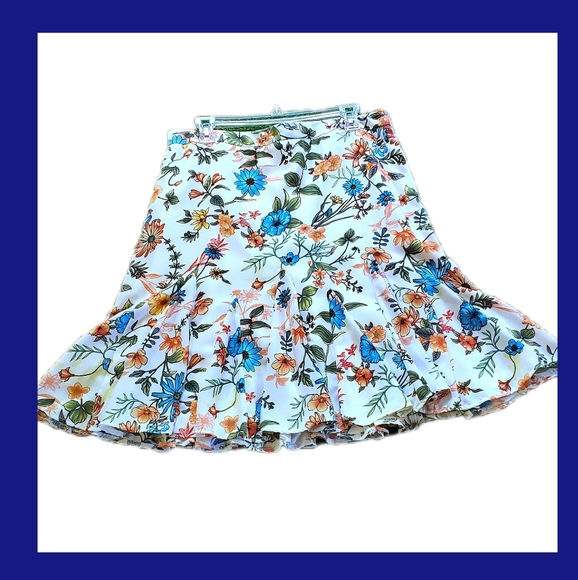 Fit and Flare Pleated Floral Skirt by Investments - Picture 3 of 5
